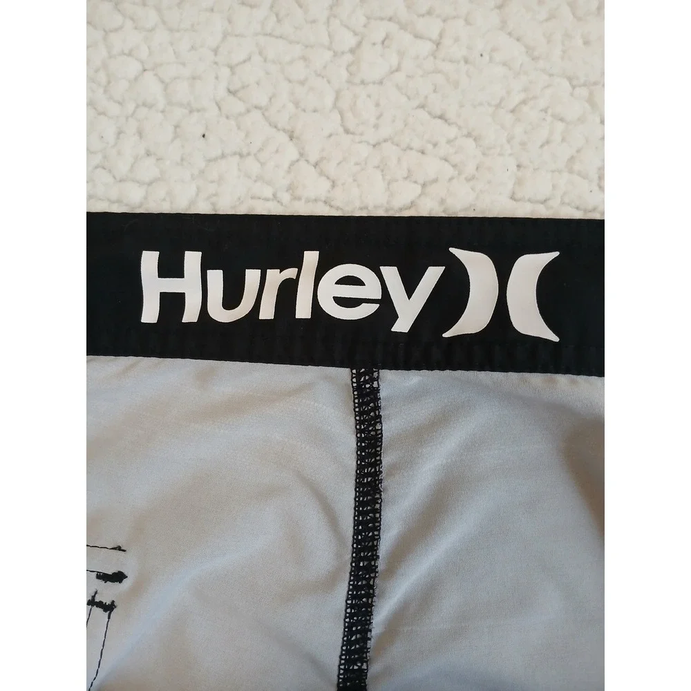 Hurley Phantom Clemente Board Shorts Mens 40 Black Grey Striped Swim Trunks Vaca